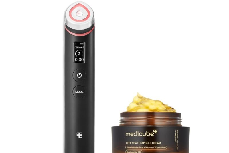 medicube K-Viral Duo for Uneven Skin Tone: Age-R Booster Pro | 6-in-1 Real Glass Glow Device and Deep Vitamin C Golden Capsule Face Moisturizer